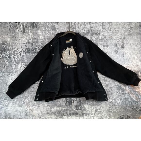 Vtg 90s Y2K Garth Brooks World Tour Black Wool Varsity Jacket XL Made In USA - Picture 2 of 5